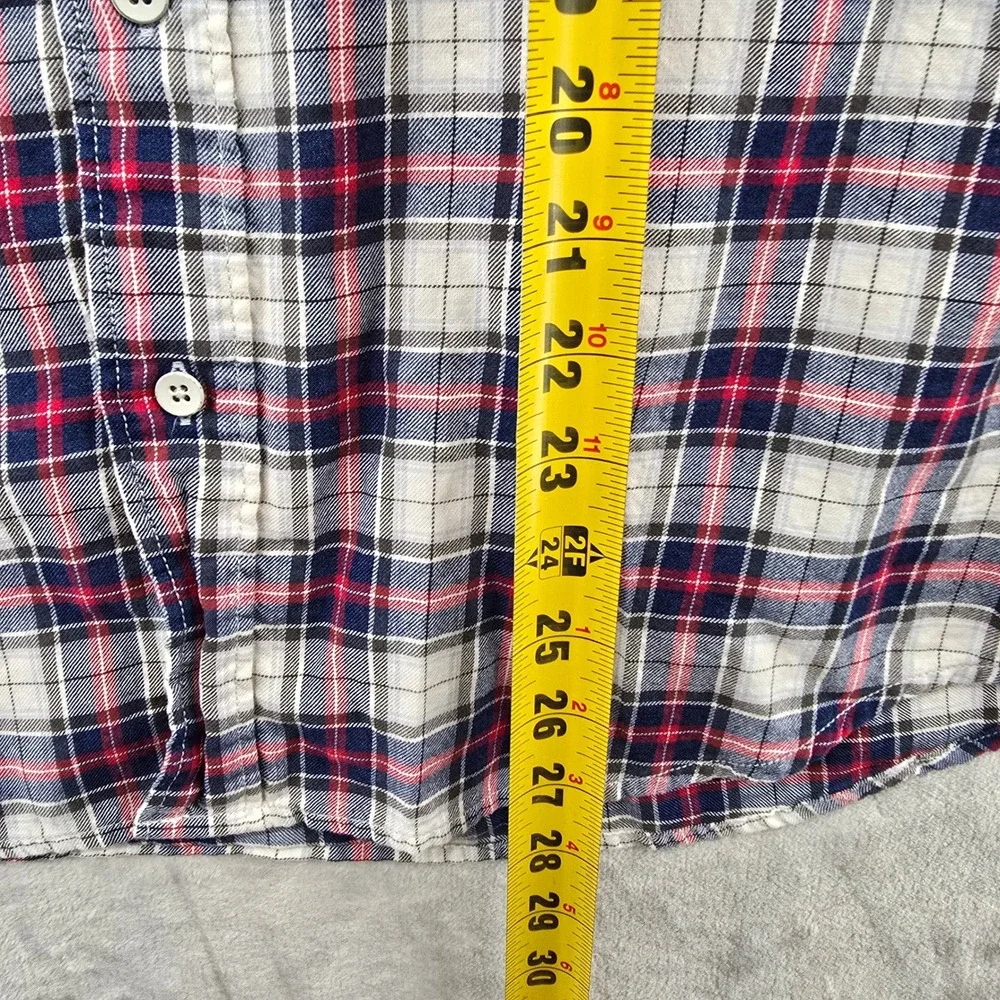 Faherty Size Large Indigo Dyed Plaid Flannel Button Down Shirt Red Blue‎ L